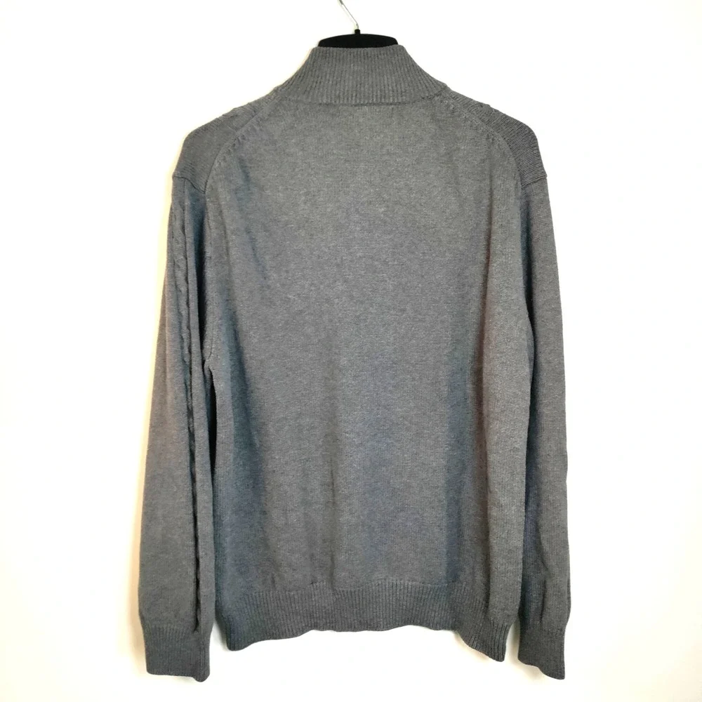 Marconi Gray Men‎ XL 1/4 Zip Cable Knit Sweater Pullover Fishing Outdoor Hunting